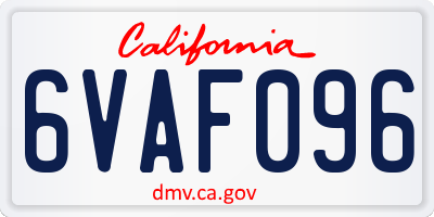 CA license plate 6VAF096