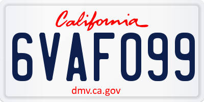 CA license plate 6VAF099