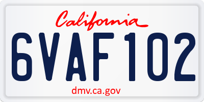 CA license plate 6VAF102