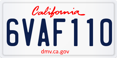 CA license plate 6VAF110