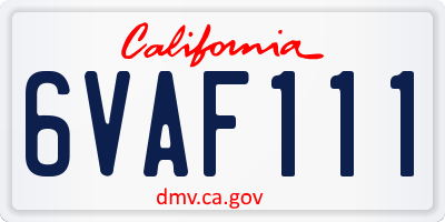 CA license plate 6VAF111
