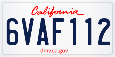 CA license plate 6VAF112