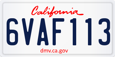 CA license plate 6VAF113