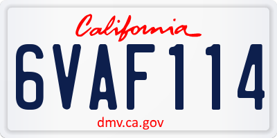 CA license plate 6VAF114