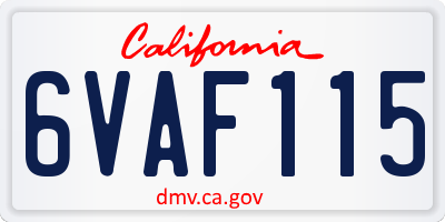 CA license plate 6VAF115