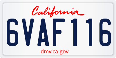 CA license plate 6VAF116