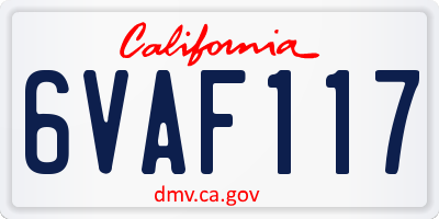CA license plate 6VAF117