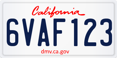CA license plate 6VAF123