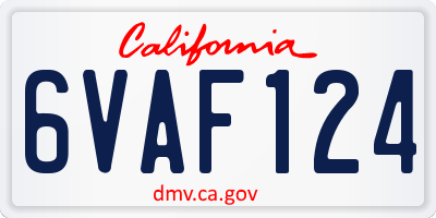 CA license plate 6VAF124