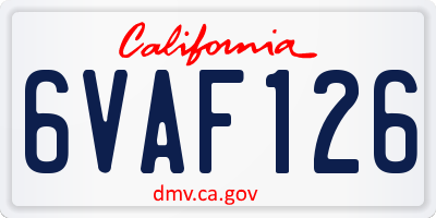 CA license plate 6VAF126
