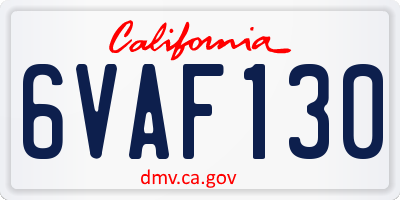 CA license plate 6VAF130