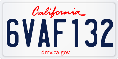 CA license plate 6VAF132