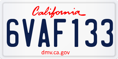 CA license plate 6VAF133