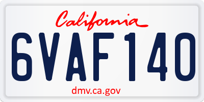 CA license plate 6VAF140