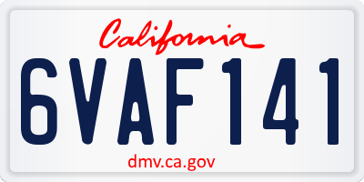 CA license plate 6VAF141