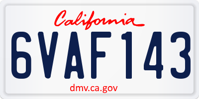 CA license plate 6VAF143