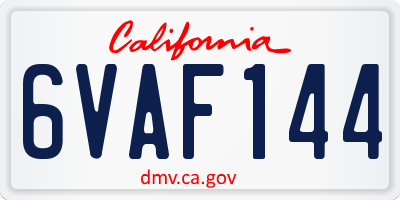 CA license plate 6VAF144