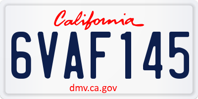 CA license plate 6VAF145