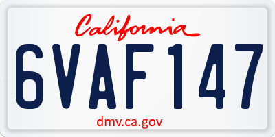 CA license plate 6VAF147