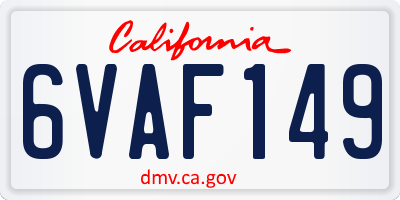 CA license plate 6VAF149