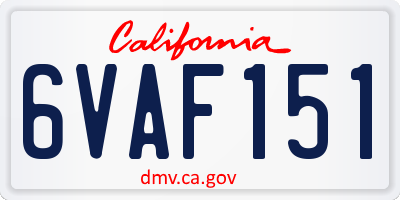 CA license plate 6VAF151