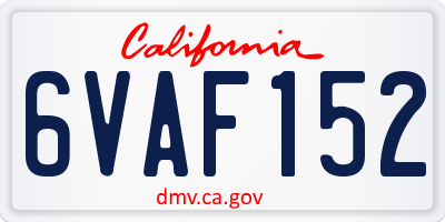 CA license plate 6VAF152