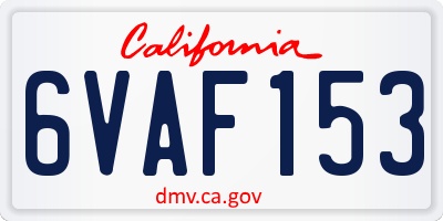 CA license plate 6VAF153