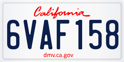 CA license plate 6VAF158