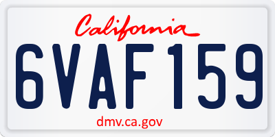 CA license plate 6VAF159