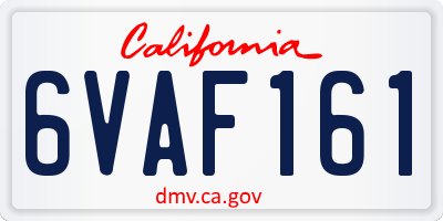 CA license plate 6VAF161