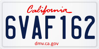 CA license plate 6VAF162