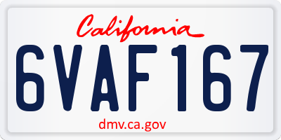 CA license plate 6VAF167