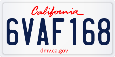 CA license plate 6VAF168
