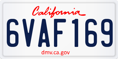 CA license plate 6VAF169