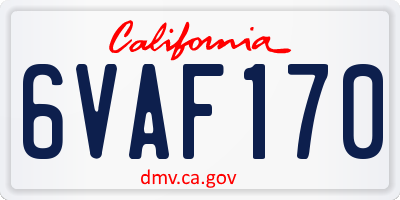 CA license plate 6VAF170