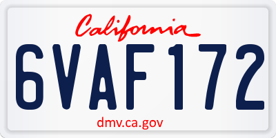 CA license plate 6VAF172