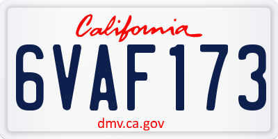 CA license plate 6VAF173