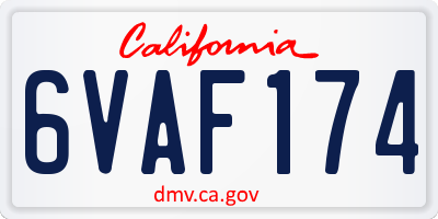 CA license plate 6VAF174