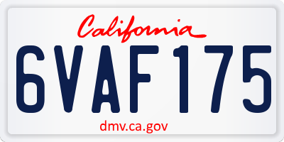 CA license plate 6VAF175