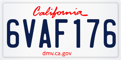 CA license plate 6VAF176