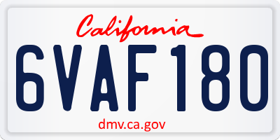 CA license plate 6VAF180