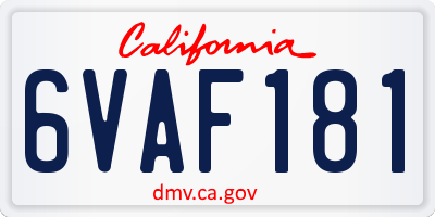 CA license plate 6VAF181