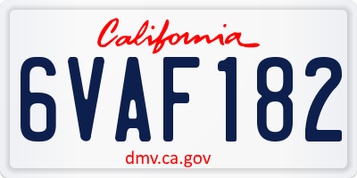 CA license plate 6VAF182