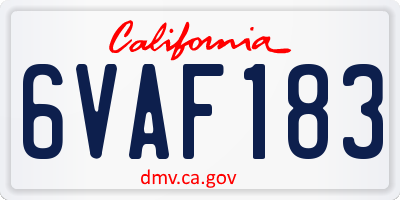 CA license plate 6VAF183