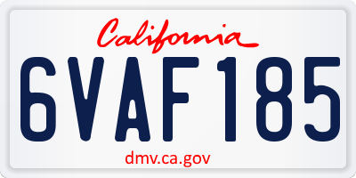 CA license plate 6VAF185