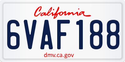 CA license plate 6VAF188