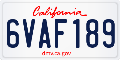 CA license plate 6VAF189