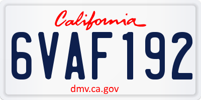 CA license plate 6VAF192