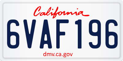 CA license plate 6VAF196