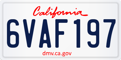 CA license plate 6VAF197